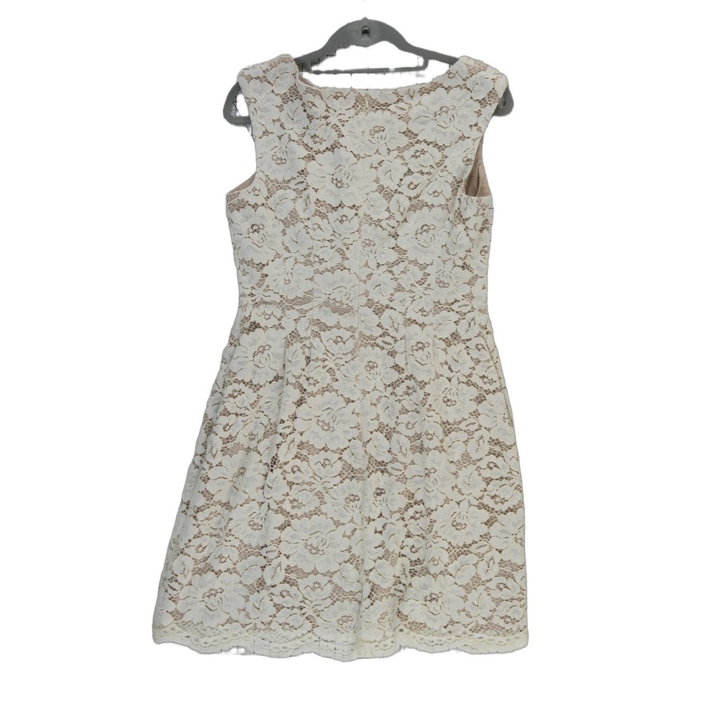 Vince Camuto Fit & Flare Dress Women's Size 8 Ivory Floral Lace Scalloped - Picture 3 of 7